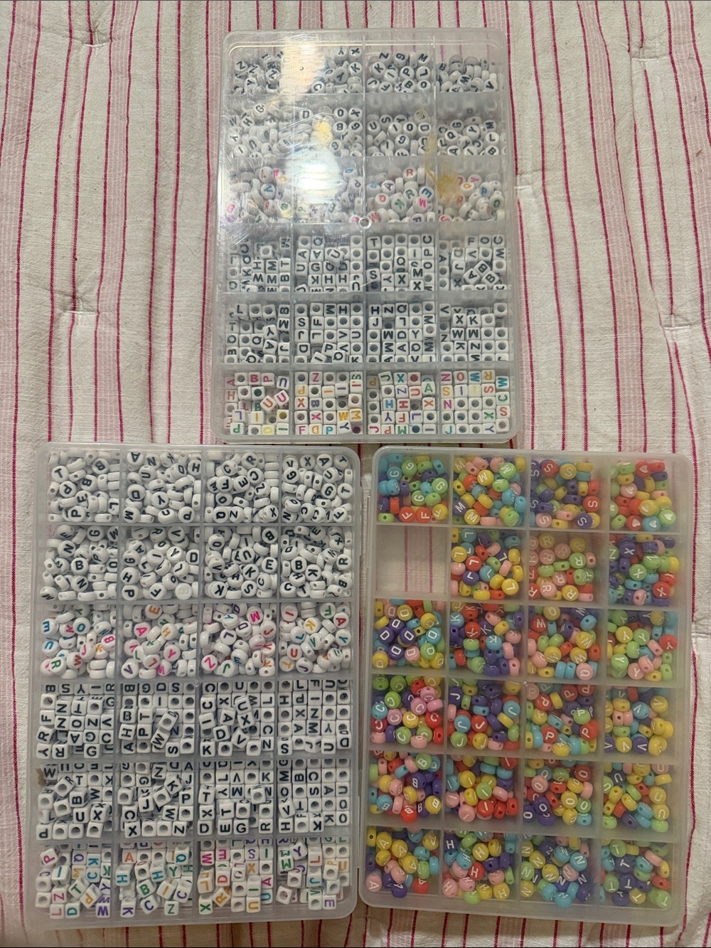 Assorted Alphabet Bead Sets - White & Multicolor Letter Beads